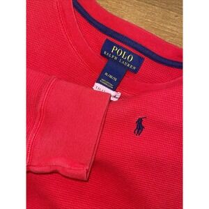 Polo Ralph Lauren Waffle Knit Thermal Shirt Men XL Red Long Sleeve Preppy